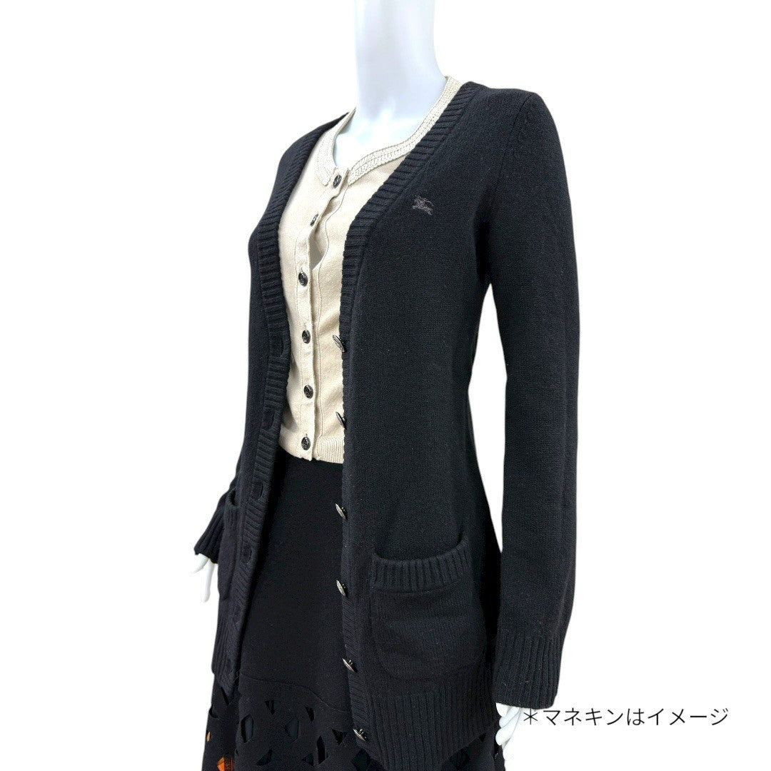 バーバリーブルーレーベル ウール ニット カーディガン Vネック 38 ブラック レディース