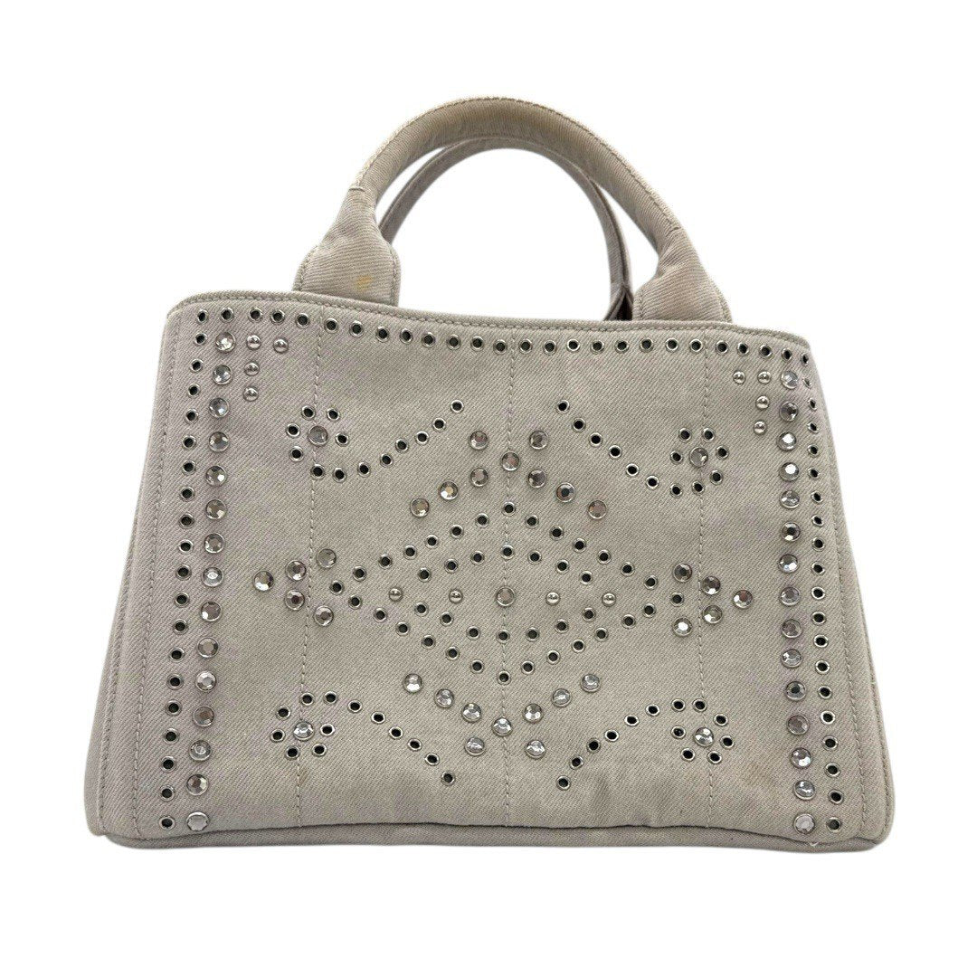 プラダ カナパ デニム カナパスタッズ トート ヌーブ グレー 2wayバッグ ショルダーバッグ ハンドバッグ