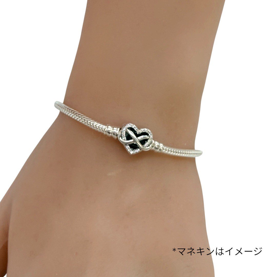 【美品】パンドラ ラインストーン ハートインフィニティ スネークチェーン ブレスレット