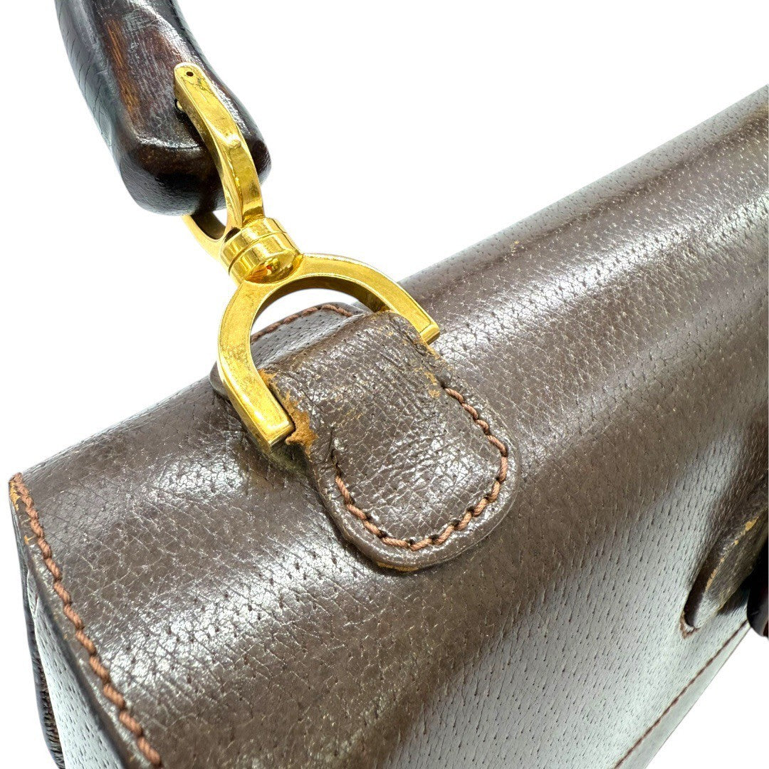 オールドグッチ バンブー ハンドバッグ ターンロック ブラウン レディース グッチ