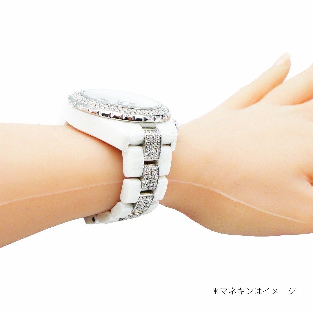シャネル J12クロノグラフ ダイヤベゼル ダイヤブレス セラミック H1707 オートマティック メンズ
