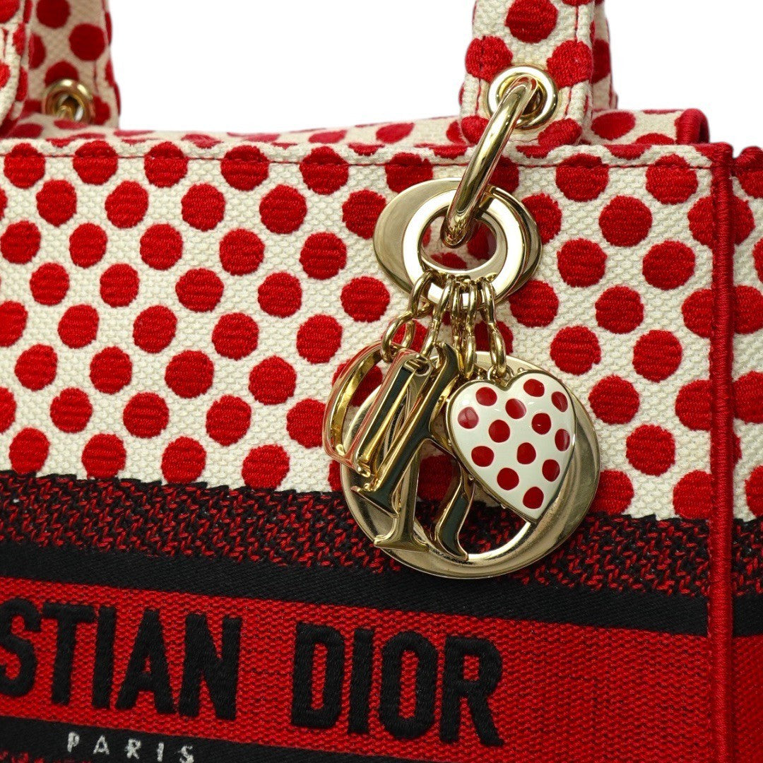 クリスチャンディオール LADY D LITE レディ ディライト ミディアム ハンドバッグ 2WAY 刺繍 ジャガード 水玉