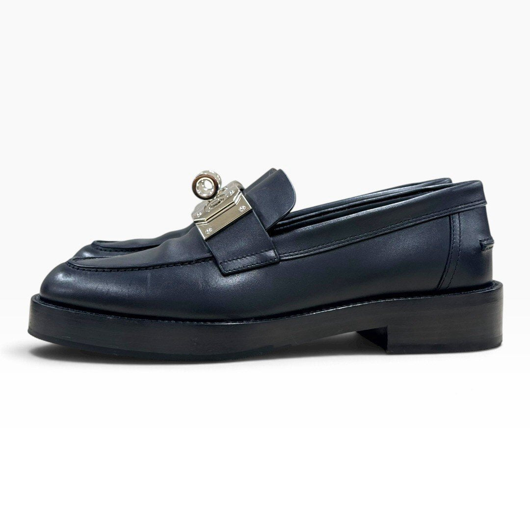 【美品】エルメス ホット モカシン ローファー レザー/ブラック SV金具 サイズ36