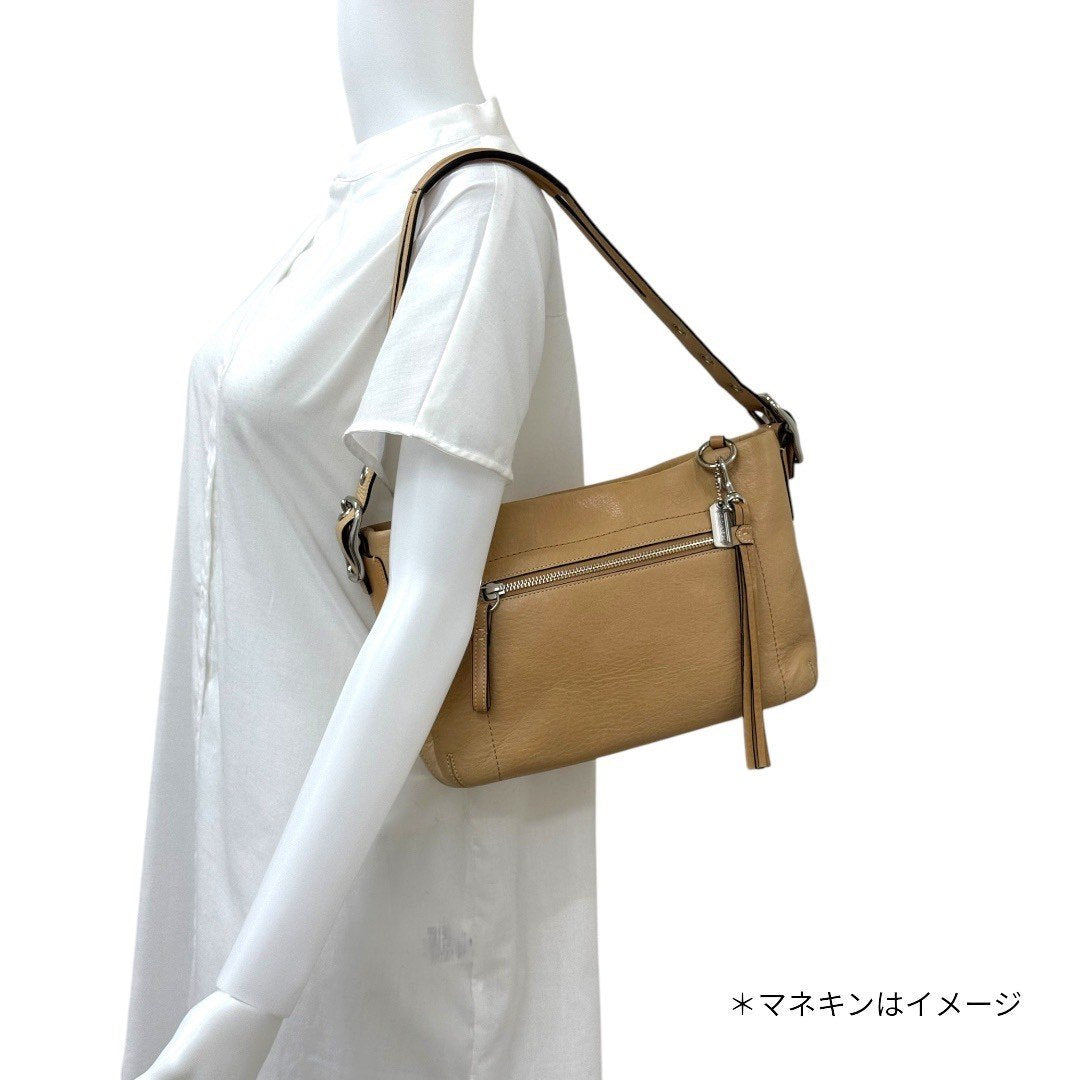 コーチ　肩掛けショルダーバッグ カーキ レザー